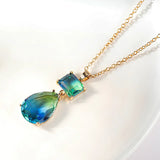 Green Tourmaline Drop Pendant Necklace for Women