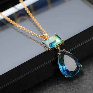 Green Tourmaline Drop Pendant Necklace for Women