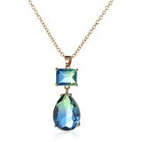 Green Tourmaline Drop Pendant Necklace for Women