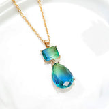 Green Tourmaline Drop Pendant Necklace for Women