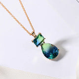Green Tourmaline Drop Pendant Necklace for Women