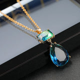 Green Tourmaline Drop Pendant Necklace for Women