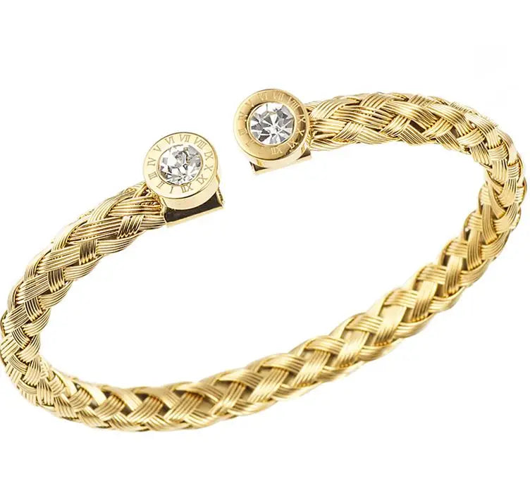 Roman Letter Zirconia Metal Wristband Bracelet for Wedding Party