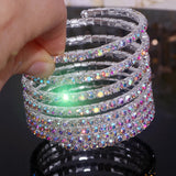Silver Plated Rhinestone Open Bangles Bracelet