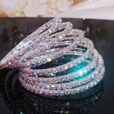 Silver Plated Rhinestone Open Bangles Bracelet
