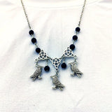 Gothic Witchcraft Pendant Necklace Pentagram Bird Skull Chain Pagan Goth Jewelry