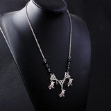 Gothic Witchcraft Pendant Necklace Pentagram Bird Skull Chain Pagan Goth Jewelry