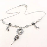 Gothic Witchcraft Pendant Necklace Pentagram Bird Skull Chain Pagan Goth Jewelry