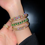 Green AAA CZ Geometric Cube Cuff Bracelet Women Jewelry Gift