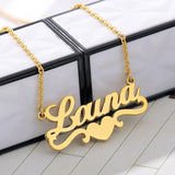 Custom Name Pendant & Heart Choker Necklace - Personalized Letter Engraved