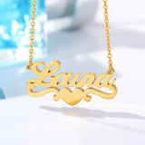 Custom Name Pendant & Heart Choker Necklace - Personalized Letter Engraved