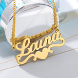 Custom Name Pendant & Heart Choker Necklace - Personalized Letter Engraved