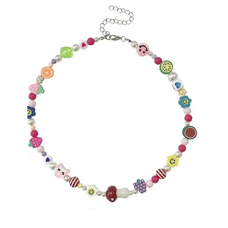 Yin Yang Tai Chi Mushroom Fruit Beaded Necklace