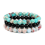 3pcs Natural Weathered Agates Beaded Bracelet Set