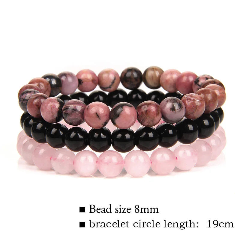 3pcs Natural Weathered Agates Beaded Bracelet Set