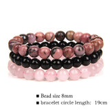 3pcs Natural Weathered Agates Beaded Bracelet Set