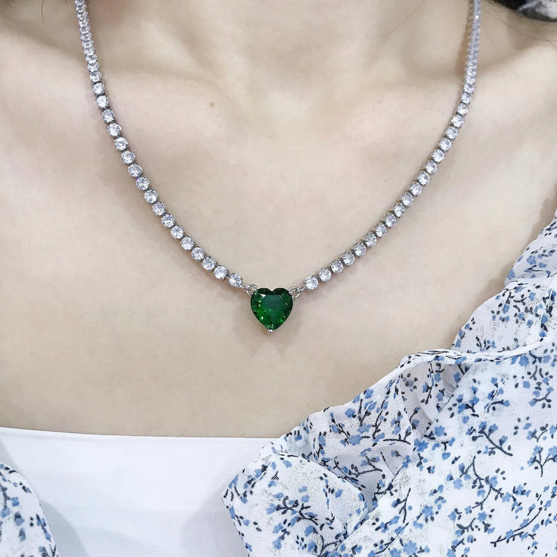 Lab Emerald Cz Promise Pendant Tibetan Silver 925 Wedding Pendants Necklace