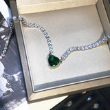 Lab Emerald Cz Promise Pendant Tibetan Silver 925 Wedding Pendants Necklace