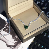 Lab Emerald Cz Promise Pendant Tibetan Silver 925 Wedding Pendants Necklace