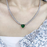 Lab Emerald Cz Promise Pendant Tibetan Silver 925 Wedding Pendants Necklace