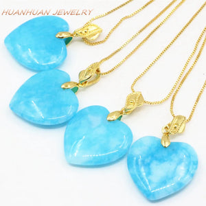 Heart Shape 25mm Chain Pendants Chalcedony Stone Necklace For Women