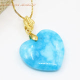 Heart Shape 25mm Chain Pendants Chalcedony Stone Necklace For Women