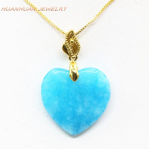Heart Shape 25mm Chain Pendants Chalcedony Stone Necklace For Women