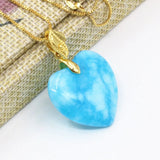 Heart Shape 25mm Chain Pendants Chalcedony Stone Necklace For Women