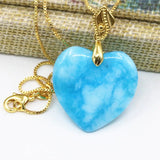Heart Shape 25mm Chain Pendants Chalcedony Stone Necklace For Women
