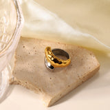 High Polish 18K Plated Stainless Steel Two Punk Crossed Rings