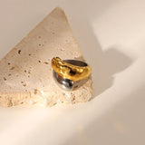 High Polish 18K Plated Stainless Steel Two Punk Crossed Rings