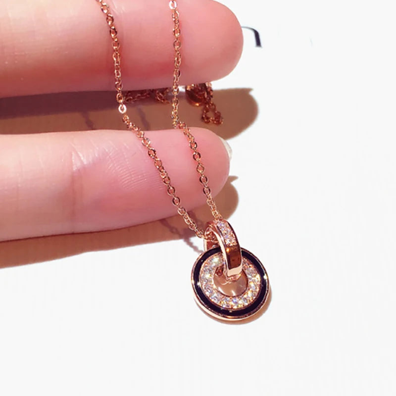 Femme Rose Pave Zirconia Charm Romantic Choker Pendant