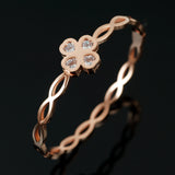 Hollow CZ Crystal Stainless Steel Bangles Lucky Four-leaf Clover Women Bracelet
