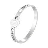 Hollow Forever Love Bangles Stainless Steel Bracelets Heart Pendant