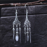 925 Sterling Silver Hollow Long Fringe Earrings For Women