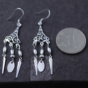 925 Sterling Silver Hollow Long Fringe Earrings For Women