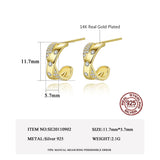 925 Sterling Silver Hoop Earrings with Cubic Zircon Charms 14K Plated
