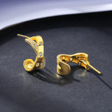 925 Sterling Silver Hoop Earrings with Cubic Zircon Charms 14K Plated