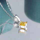Yellow CZ Pendant Necklace 925 Sterling Silver