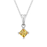 Yellow CZ Pendant Necklace 925 Sterling Silver