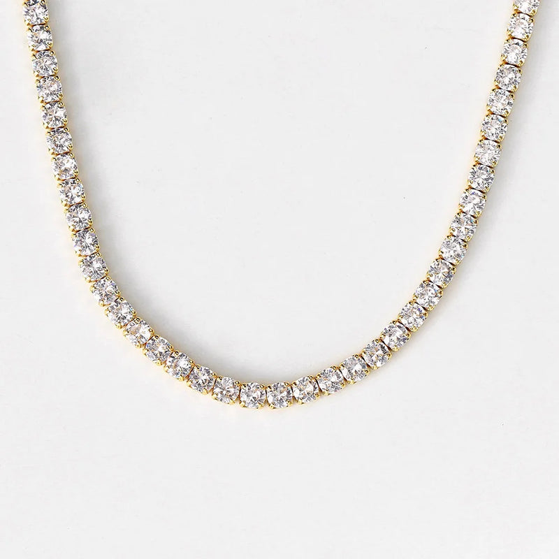 Iced Out Tennis Chain Choker Necklace for Women Men