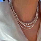Adjustable Pearls Necklace 4-12mm Lobster Clasp Beaded Necklaces for Women