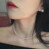 Adjustable Pearls Necklace 4-12mm Lobster Clasp Beaded Necklaces for Women