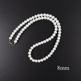 Classic Pearls Necklace Men 6/8/10mm Bead Jewelry Gift