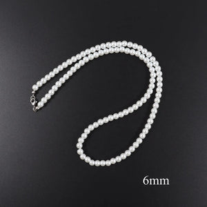 Classic Pearls Necklace Men 6/8/10mm Bead Jewelry Gift