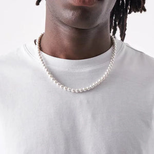 Classic Pearls Necklace Men 6/8/10mm Bead Jewelry Gift