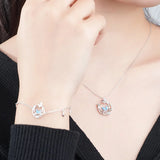 Zircon Stars Butterfly Bracelet Sterling Silver 925 Fine Jewelry Sets