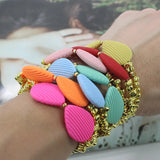 Boho Golden Hematite Bead Chain Bracelet with Colorful Bow Tie