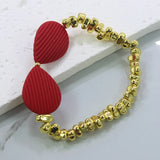 Boho Golden Hematite Bead Chain Bracelet with Colorful Bow Tie