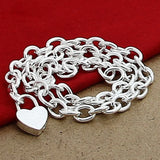 925 Silver Heart Lock Open Pendant Necklace Romantic Birthday Party N146
